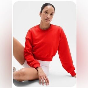 Athleta Terry Crop Crew Sweatshirt cardinal red Small petite